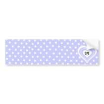 Monogrammed Heart Lilac & white polka dots pattern Bumper Sticker