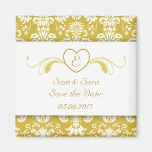 Monogrammed Heart Wedding Save the Date Refrigerator Magnets