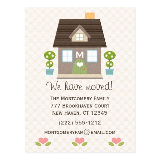 Monogrammed Home Moving Announcement Postcard