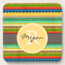 Monogrammed Indian Blanket Coasters