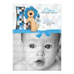 Monogrammed "L" Blue Lion Birth Announcement
