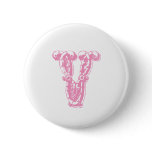 Monogrammed Letter V Initial buttons