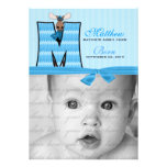 Monogrammed "M" Blue Moose Birth Announcement