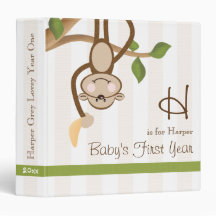 Monogrammed Monkey Baby Photo Album Binder