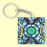 Monogrammed Notre Dame Stained Glass key chains
