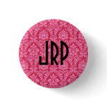 Monogrammed Pink Damask buttons