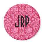Monogrammed Pink Damask magnets