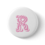Monogrammed Pink Letter R buttons