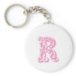 Monogrammed Pink Letter R keychains