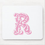 Monogrammed Pink Letter R mousepads
