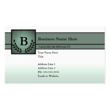 monogrammed professional (olive green) business card template