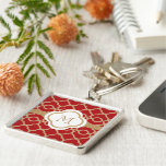 Monogrammed Red and Gold Moroccan Keychains