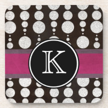 Monogrammed Silver Circle Coasters
