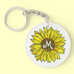 Monogrammed Sunflower Keychain key chains