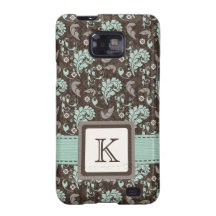 Monogrammed Teal Brown Damask Samsung Galaxy S Cas Samsung Galaxy S Case