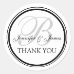 Monogrammed Thank You for Weddings Round Sticker