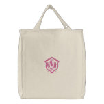 Monogrammed Tote Bag, Pink and White embroidered bags
