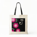 Monogrammed tote bags::Pink Flowers