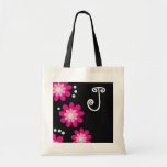 Monogrammed tote bags::Pink Flowers