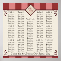 Monogrammed Wedding Reception Seating Chart Print