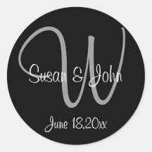 Monogrammed Wedding Round Sticker