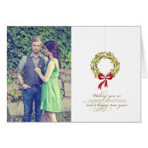 Monogrammed Wreath - Holiday Photo Card