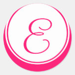 Monograms E Wedding Stickers Hot Pink
