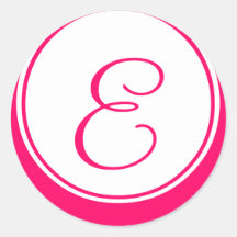 Monograms E Wedding Stickers Hot Pink