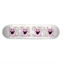 Monster Cartoon, Black and Pink. Skate Boards