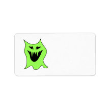 Monster Cartoon. Green and Black. Custom Address Label