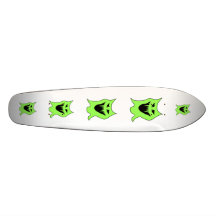 Monster Cartoon. Green and Black. Skateboard