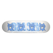 Monster Cartoon in Blue. Skate Boards