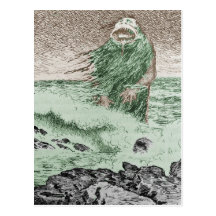 Monster Coming Out of the Water Post Card