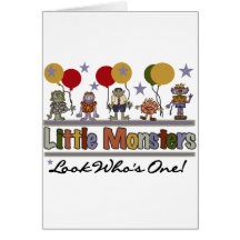 Monster First Birthday T shirts and Gifts Greeting Cards