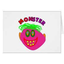 Monster Kids Gifts "Adorable Pink Monster Art" Greeting Cards