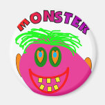Monster Kids Gifts "Adorable Pink Monster Art" Fridge Magnet