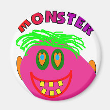 Monster Kids Gifts "Adorable Pink Monster Art" Fridge Magnet