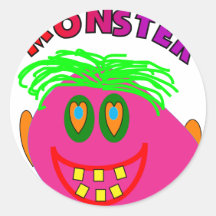 Monster Kids Gifts "Adorable Pink Monster Art" Sticker