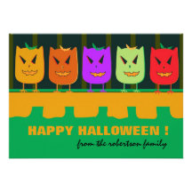 Monster owls - halloween greetings announcements