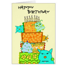 Monster Potato Happy Birthday Cake Card