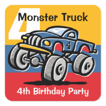 Monster Truck 4th Birthday stickers