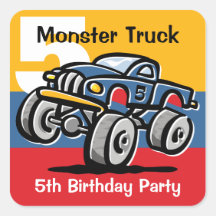 Monster Truck 5th Birthday Stickers