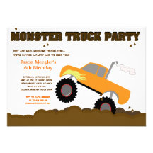 MONSTER TRUCK 5x7 Birthday Invitations