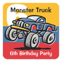 Monster Truck 6th Birthday stickers
