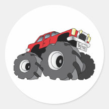 Monster Truck Round Stickers