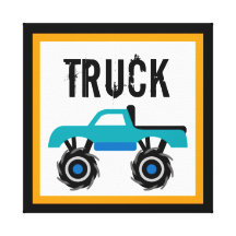 Monster Truck Wrapped Canvas Wall Decor for Kids Stretched Canvas Print