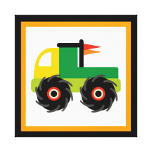 Monster Truck Wrapped Canvas Wall Decor for Kids Stretched Canvas Print