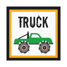 Monster Truck Wrapped Canvas Wall Decor for Kids Stretched Canvas Print