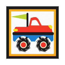 Monster Truck Wrapped Canvas Wall Decor for Kids Stretched Canvas Print