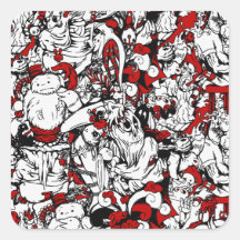 Monsters & Zombies Cartoon Characters Square Sticker
